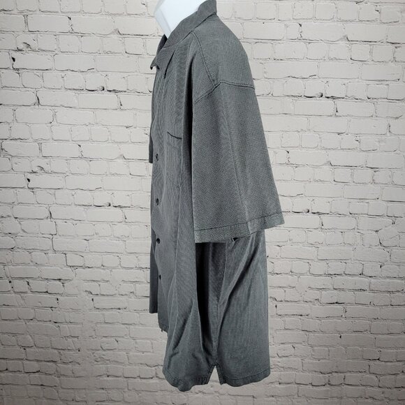 Tommy Bahama Grey Silk Cotton Button Up Short Sleeve Collared Pocket Shirt 3XL - Picture 11 of 12